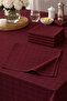 Checked Satin Tablecloth Claret Red 100% Cotton Without Napkin - 3