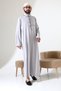Men's Hajj and Umrah Clothing Hakim Collar Long Dubai Crepe Cellabiye Fistan - Gray - 2