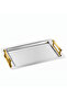 Lara Sade Nergis Stainless Steel Tea Tray 29X45 cm – 0.80 mm Gold Handle Stylish Simple Presentation