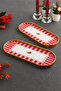 Love Birds Bird Patterned Glass Serving Tray-Plate Gold 2 Pieces 12x30 cm - 2