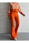 Women's Hooded Striped Sweatshirt Flared Leggings Two-Piece Set - 6