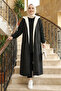 Women's Hooded Zippered Pocket Black Bondit Jacket - 5
