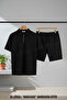 Unisex Zippered Polo Collar T-Shirt Shorts Set Oversize Vortex Fabric Summer Fabric
