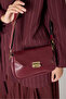 Women's Burgundy Buckle Leather Look Strap Shoulder Bag