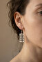 Authentic Earrings with Rectangular Shape Silver Color