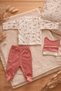 Girl Newborn Baby 3-Piece Set – 100% Cotton, Floral Pattern, Pink Baby Set