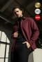 Men's Burgundy Cashmere Thick Soft Lumberjack Soft Textured Regular Old Money Culture Shirt Collar Jacket Cardigan