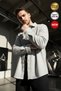 Men's Gray Cashmere Thick Soft Lumberjack Soft Textured Regular Old Money Culture Shirt Collar Jacket Cardigan - 3