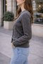 Women's Crew Neck Hair Knit Buttoned Knitwear Cardigan Gray - 4