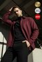 Men's Burgundy Cashmere Thick Soft Lumberjack Soft Textured Regular Old Money Culture Shirt Collar Jacket Cardigan - 4