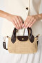 Women's Brown Mini Size Strap Straw Hand and Crossbody Bag