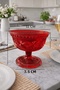 Set of 2 Footed Glass Dessert Bowls with Red Eye Pattern - Ice Cream, Magnolia Presentation Glass - 2