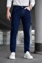 Men's Navy Blue Slim Fit Laser Stretch Fabric Jeans - 2