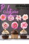 20 Pieces Pink Flowers Toothpick Ornament Set Cupcake Cake Cookie Cocktail Presentation Ornaments Cocktail Toothpicks Engagement Birthday Cocktail Invitation and Presentation Cake Decoration Ornament Thick Paper