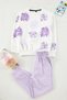 Ecru Girls' Floral Knit Top and Bottom Set TKDAW25AU00162 - 2