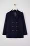 Limited Edition Navy Blue Padded Shoulders Woven Plus Size Jacket Tbbss26Ag00003 - 3