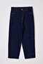 Koyu Mavi Yüksek Bel Comfort/Esnek Baggy Fit Denim Büyük Beden Jeans TBBSS26CJ00004 - 5