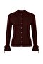 Bordo Merserize Görünümlü Fitilli Polo Yaka Triko Hırka TBBAW26AV00032 - 5