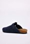 Navy Blue Felt Closed Front Flat Women's Sabo Slippers Takss25Te00001 - 4
