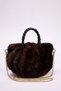 Brown Fur Knitted Handle Women's Shoulder and Hand Bag Takaw26Oc00065 - 3