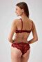 Women's Claret Red 4730 Underwire Silvery Striped Bra Set - 5