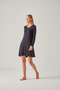 Black V-Neck Satin Piping Viscose Women's Nightgown - 2