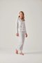 Gray Striped Front Buttoned Printed Modal Cotton Women's Pajama Set - 2