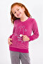 Rolypoly Happy Everyday Pink Girls' Velvet Tracksuit Set - 2
