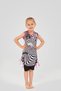 Flamingo Patterned Children's Swimsuit with Shirred Sides Zero Sleeve Shorts Tights 24103-25 Black - 4