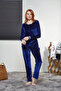 Women's Pink Velvet Long Sleeve Pajama Set 21190 - 3