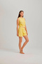 Yellow Thick Strap Viscose Women's Shorts Set