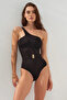 One Shoulder Tulle Belted Swimsuit Tulle Black New Season Rl231107 - 3