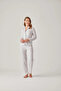 Gray Striped Front Buttoned Printed Modal Cotton Women's Pajama Set