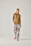 Walnut Green T-Shirt & Black Walnut Green Floral Patterned Viscose Women's Pajamas Set - 3