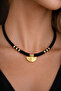 Black Fimo Necklace with Gold Apparatus - 2