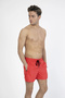 Men's Red Solid Color Standard Size Swimsuit Swim Shorts with Two Side Pockets
