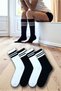 4 Pairs Men Women Cotton White Black Striped Long Tennis Socks Unisex Sports Socks