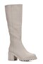 Daily Women's Knee-high Beige Boots Thick High Tractor Heels Non-Slip Sole Zipper Comfortable 2431 - 6