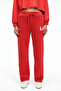 Avenza Women's Embroidery Detailed Side Pockets Regular Wide Leg Red Sweatpants - 3