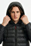 Men's Black Windproof Hooded Sports Winter Inflatable Coats - 4
