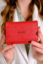 Red Women's Wallet with 6 Card Slots, 1 Id Compartment, Embossed Design, Printed Snap Fasteners and Zipper Closure, Vegan Leather
