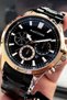 Men's Wristwatch 3 Atm Waterproof Black Color Steel Band Elg381