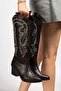 Women's Long Cowboy Boots with Embroidery - 2