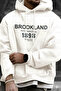 Men's White 1898 Printed Hooded Oversize 3 Thread Raster Printed Loose Fit Hoodie - 2