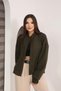 Women's Khaki Scuba Knitted Jacket with Pocket Detail and Snap Detail - 5