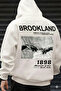 Men's White 1898 Printed Hooded Oversize 3 Thread Raster Printed Loose Fit Hoodie