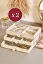 2 Pcs Pearl Total 6 Drawers Velvet Jewellery Storage Box Compartmentalized Jewelry Ring Necklace Storage Chic - 2