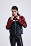Women's Oversize Printed Biker Jacket Zippered College Coat Bomber Leather Racer Coat Red - 3