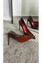 Women's Brown Patent Leather Sole Red Heeled Stiletto Model Classic Heeled Shoes - 2
