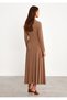 Rochie lungă maro Mira - 5